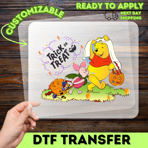 Cute Halloween Cartoon Characters DTF Transfer Trick or Treat Iron-On for Family Apparel & Kids T-Shirts