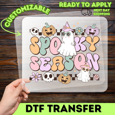 Cute Spooky Season Halloween Ghost DTF Transfer | Ready To Press Iron-On | Fun Retro Family & Friends T-shirt Design