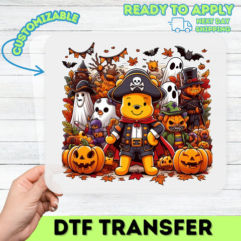 Cute Halloween Bears & Pumpkins DTF Transfer | Iron-On Ready for Fun Trick or Treat Family Shirts & Apparel
