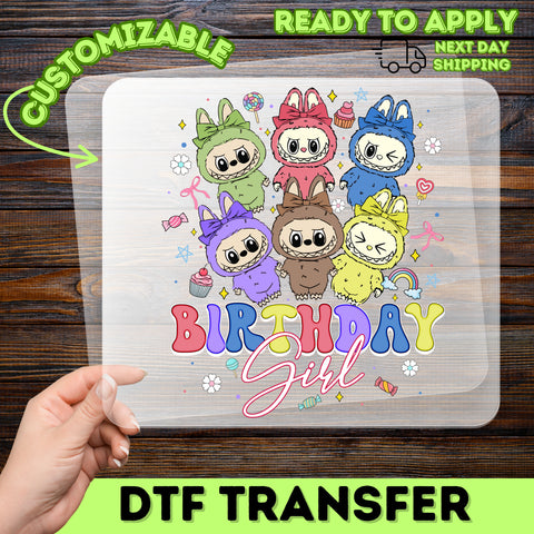 Cute Cartoon Animal Onesies Birthday DTF Transfer for Kids & Teens T-shirt, Fun Party Apparel Ready To Press