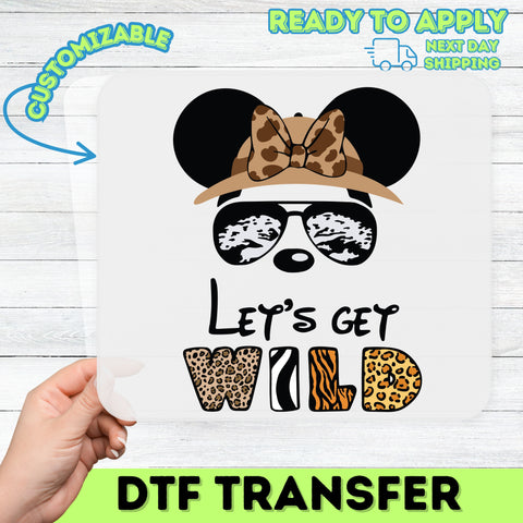 Iron-On Let's Get Wild Safari Theme DTF Transfer for Funny Jungle Animal Lover Apparel, Ready To Press Family Matching T-shirts