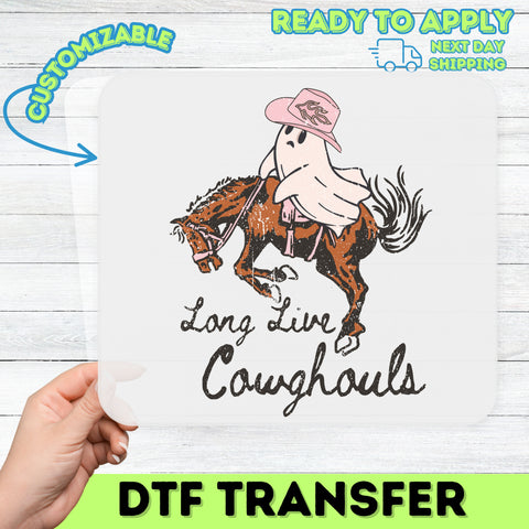 Long Live Cowghouls Funny Western Ghost Halloween DTF Transfer Ready to Press Iron-On for T-Shirt & Apparel