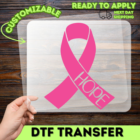 Pink Ribbon Breast Cancer Hope DTF Transfer - Ready To Press Inspirational Apparel for Awareness Events & Supporters