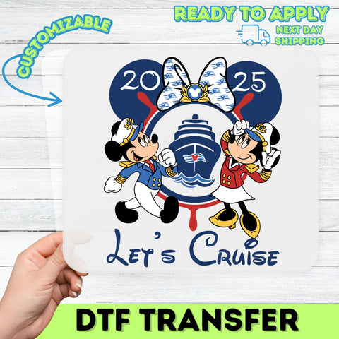 Disney-Themed Nautical Captain Cute DTF Transfer for Family & Group Cruise Vacation Shirts 2025 Iron-On Ready to Press Sticker
