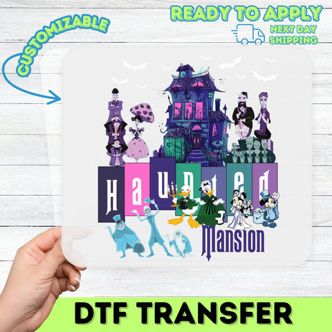 Halloween Spooky Haunted Mansion DTF Transfer for Disney Themed T-shirts & Apparel - Fun Iron-On for Family Group Costumes