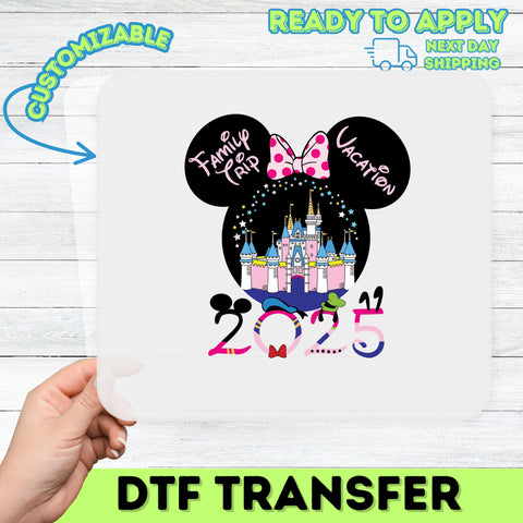 Magical Castle Family Vacation DTF Transfer for Whimsical Group Trip Shirt Cute Iron-On Ready To Press Apparel