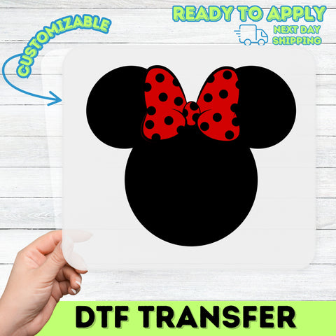 Cute Retro Cartoon Red Bow DTF Transfer for Family Shirts, Ready To Press, Iron-On for Theme Park & Friends Reunions