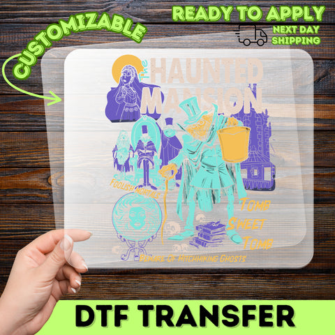 Spooky Haunted Mansion Funny Halloween DTF Transfer Shirt for Horror Fans & Group Costumes, Ready To Press Gothic Apparel
