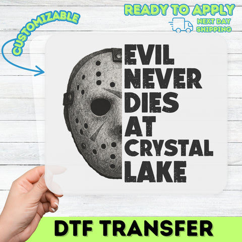Ready To Press DTF Transfer Horror Movie Jason Mask Crystal Lake Halloween T-Shirt Retro Slasher Film Apparel Gift