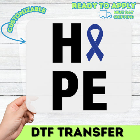 Support & Solidarity DTF Transfer Iron-On Blue Ribbon Awareness Apparel Family & Healthcare Gift Charity Event T-Shirt Ready to Press