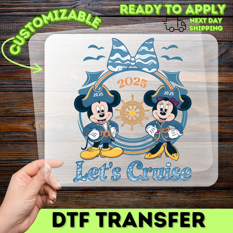 Nautical Family Group Cruise DTF Transfer 2025 Vacation Ready To Press T-shirt Apparels & Kids Sailor Pirate Cute Design