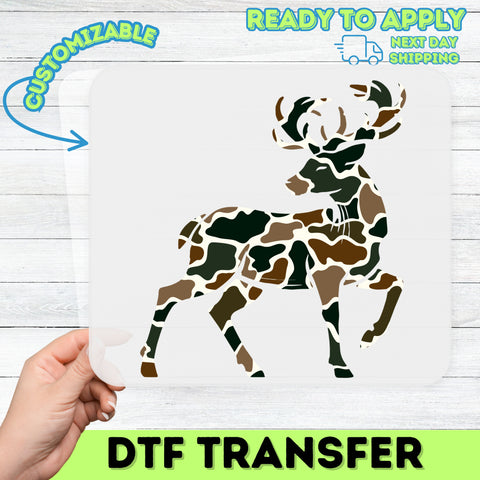 Camouflage Deer DTF Transfer for Outdoor Enthusiasts Shirt or Sweatshirt Rustic Nature Apparel