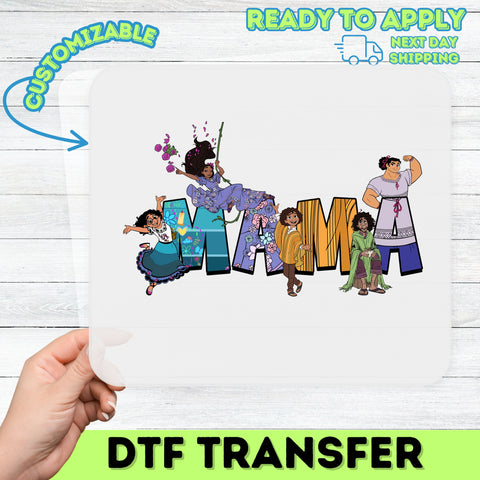 Family Celebration Cute Mama DTF Transfer for Magical Realism Film Fans & Colorful Apparel - Ready To Press Iron-On Design
