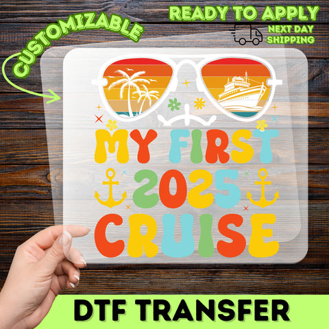 First 2025 Cruise DTF Transfer Retro Nautical Iron-On for Family Vacation T-shirt & Playful Apparel