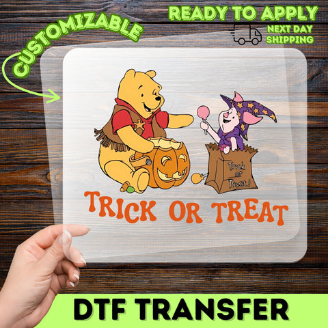 Cute Halloween Cartoon Trick or Treat DTF Transfer for Kids Family Shirts Ready To Press Fun Halloween Apparel