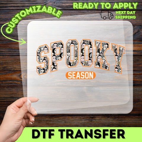 Retro Halloween DTF Transfer Spooky Season Shirt with Pop Culture Horror Motifs - Funny Apparel for Halloween Enthusiasts
