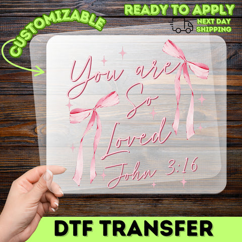 Inspirational Christian DTF Transfer for Apparel - Whimsical Watercolor John 3:16 Design, Ready to Press Iron-On Faith-Based Gift