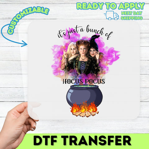Iron-On Halloween Witch DTF Transfer for Funny Hocus Pocus Shirt, Ready to Press Retro Spooky Apparel for Movie Night Fans & Groups