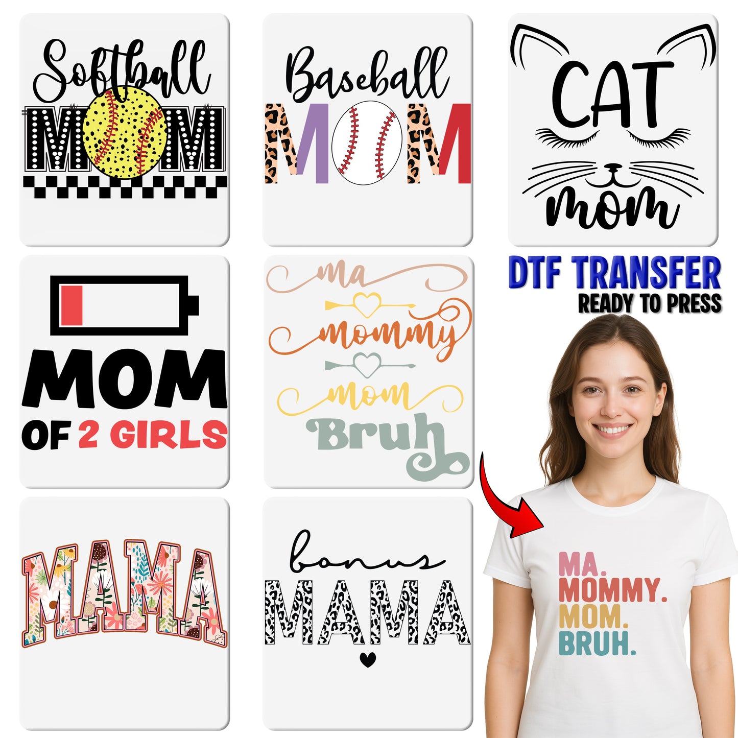 Softball Mom Bold & Sporty Ready To Press DTF Transfer for Mother's Day Apparel & Gifts