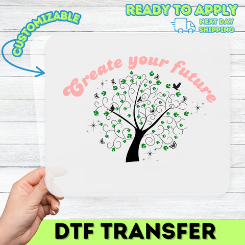 Motivational Create Your Future DTF Transfer - Ready To Press Whimsical Design for Teachers & Students | Pastel Pink & Forest Green Apparel