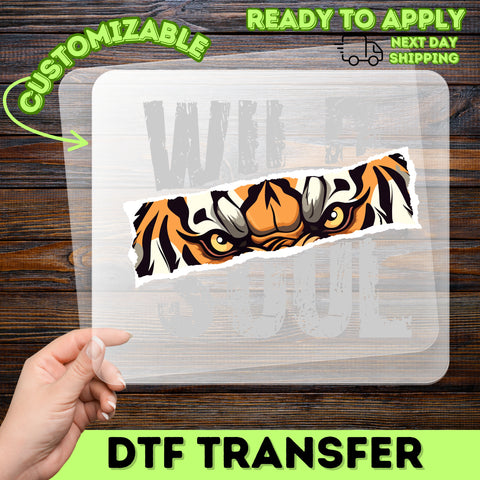 Wild & Fierce Tiger Eyes Iron-On DTF Transfer for Adventure Group Apparel, Edgy Bold Team Shirt Graphic, Animal Lover Clothing
