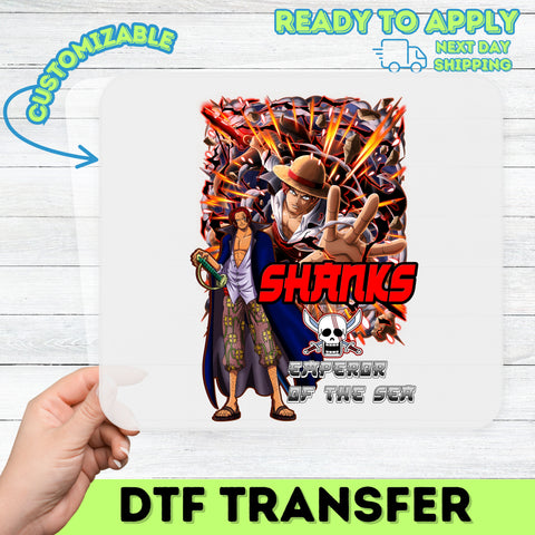 Dynamic Anime Character DTF Transfer, Ready To Press Action Apparel, Anime Fan Gift T-Shirt, Shanks Emperor of the Sea Design