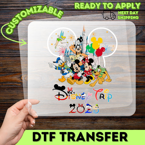 Family Trip Celebration Cute Theme DTF Transfer Ready To Press T-Shirt Iron-On 2025 Animated Design for Group Vacation Apparel
