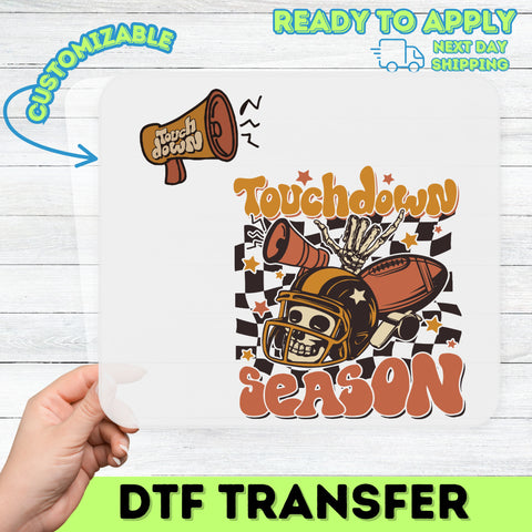 Touchdown Season Halloween Football Skeleton DTF Transfer for Fun Group T-Shirts & Hoodies