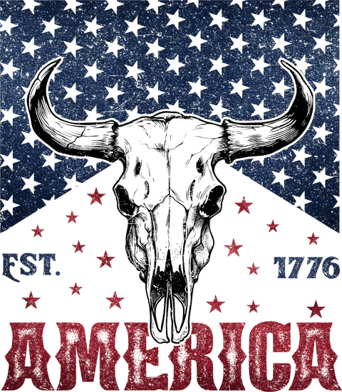 Western Cow Skull America Est 1776 Tee, Patriotic 4th of July Shirt, American Flag Cow Skull Tee, Western America Est 1776 Shirt, Cow Skull