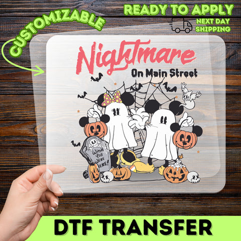Cute & Spooky Halloween 'Nightmare on Main Street' Retro DTF Iron-On Transfer for Disney Apparel & T-Shirts