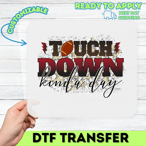Football Enthusiast Touchdown DTF Transfer for Game Day Shirts, Ready to Press Bold Sporty Team Iron-On Design