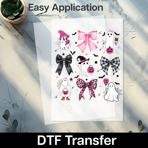 Cute Ghosts Halloween DTF Transfer Ready To Press Cute Whimsical Iron-On for Women's T-shirt Kids Apparel Fun Halloween Dress