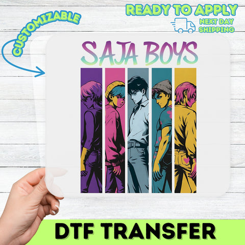 SAJA BOYS Anime Character DTF Transfer Iron-On Ready to Press for Youth & Teen Apparel, Cute Manga Shirt Design