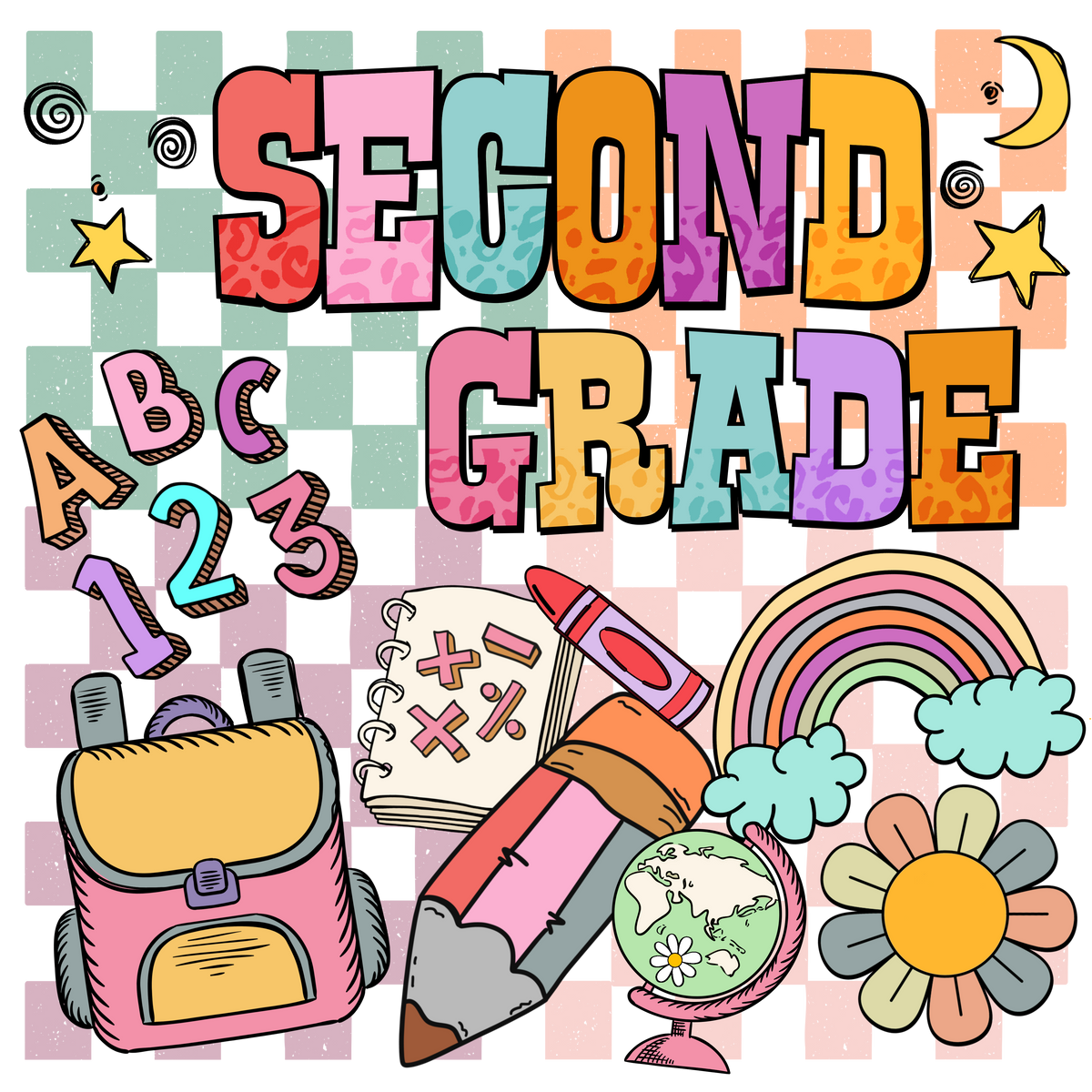 Back To School Second Grade Toddler Shirt, Second Grade Vibes First Day Of School Youth Tee, Checkers Theme Second Grade Toddler Floral Tee