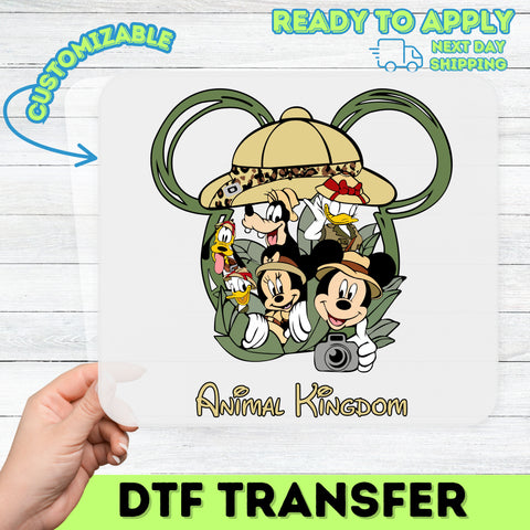 Safari Adventure Group Vacation DTF Transfer Animal Kingdom Cartoon Iron-On Shirt for Theme Park Outing