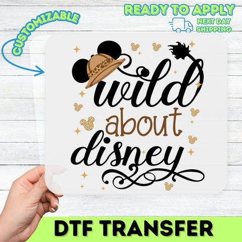 Disney safari adventure mouse ears ready to press DTF transfer, cute family theme park shirt design, fun jungle animal kingdom apparel