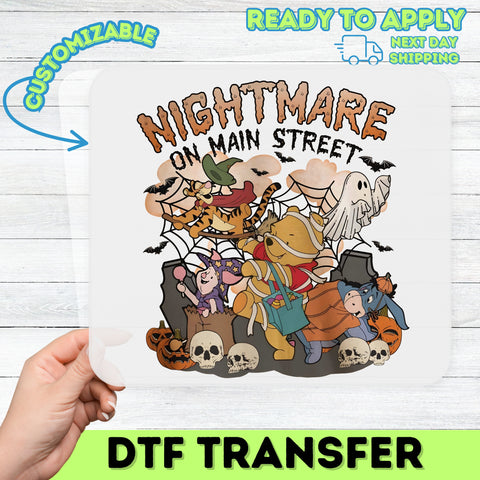 Funny Halloween DTF Transfer Iron-On Retro Cartoon Characters in Costumes Ready to Press T-Shirt for Family Group Party