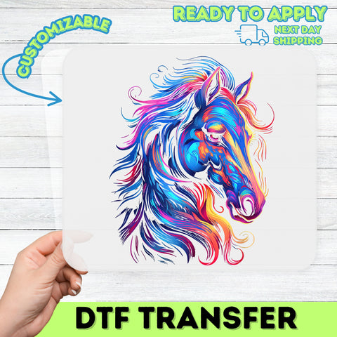 Colorful Horse Art Psychedelic Horse DTF Transfer, Vibrant Equine Ready To Press, Abstract Animal DTF for Unisex T-shirt or Sweatshirt