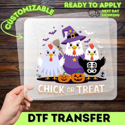 Cute Halloween Chickens Iron-On DTF Transfer Ready To Press for Funny Family & Chicken Lovers T-Shirt Apparel