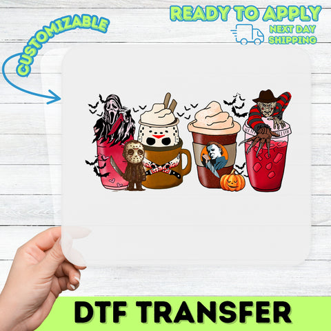 Funny Halloween Horror Movie DTF Transfer for Shirts & Sweaters - Ready to Press Iron-On Spooky Character Design