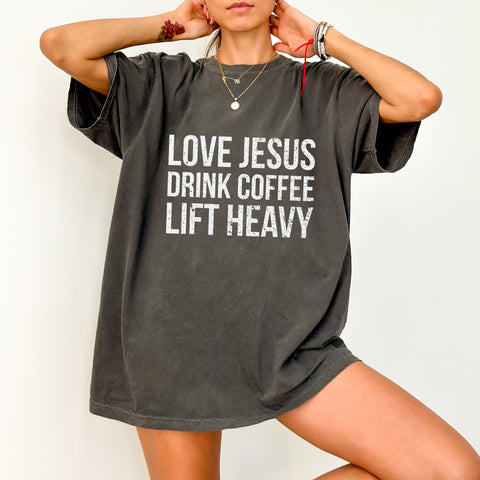 Iron-On Christian Fitness Coffee & Weightlifting DTF Transfer for Gym Enthusiasts Apparel T-shirt Ready to Press