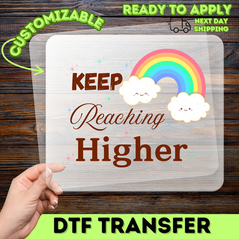 Cute Motivational Rainbow & Smiling Clouds DTF Transfer for Teachers & Students Apparel, Ready To Press Inspirational Design