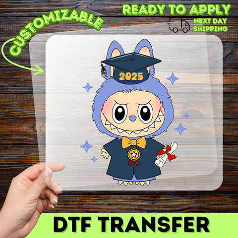 Cute Graduation DTF Transfer Class of 2025 Cartoon Cap Ready To Press Iron-On for Graduate T-Shirt Hoodie Apparel