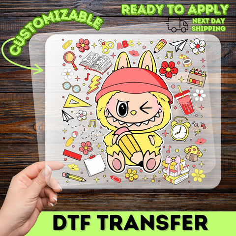 Cute School DTF Transfer for Back-to-School, Cartoon Classroom Ready To Press Iron-On, Fun Teacher & Student T-shirt Design