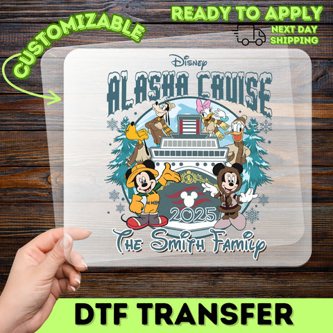 Disney Alaska Cruise 2025 Cute Family DTF Transfer Ready To Press for T-Shirts & Hoodies