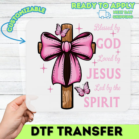 Christian Faith DTF Transfer for Cute Religious Apparel, Ready to Press Pink Cross & Butterfly Shirts for Church Events & Gatherings