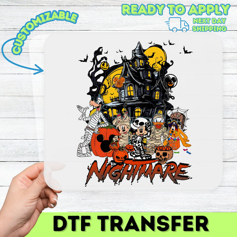 Cute Halloween Cartoon Character Ready To Press DTF Transfer Iron-On for Family T-Shirts & Group Costume Apparel