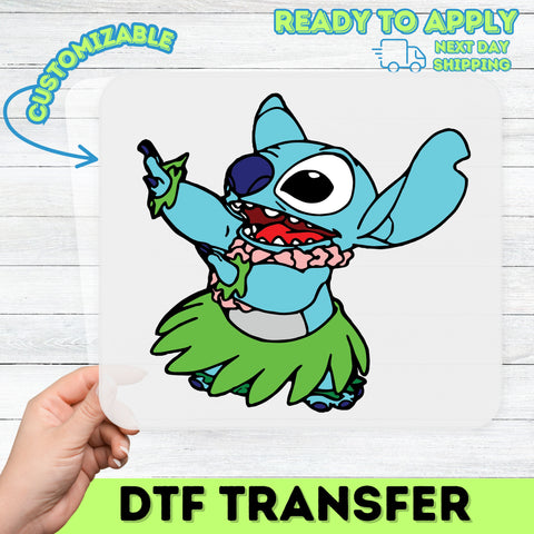 Colorful Tropical Party Character DTF Transfer Ready To Press Hawaiian Beach Theme Apparel for Group Fun