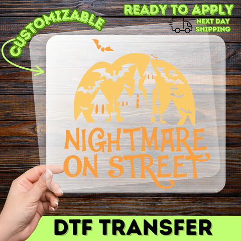 Spooky Halloween Haunted House DTF Transfer | Funny Nightmare on Street Design | Iron-On for Group Halloween Tees