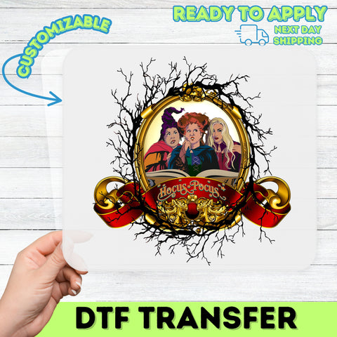 Retro Pop Culture Halloween DTF Transfer 'Hocus Pocus' Witchcraft Design Ready To Press Iron-On for Family & Friends T-Shirts